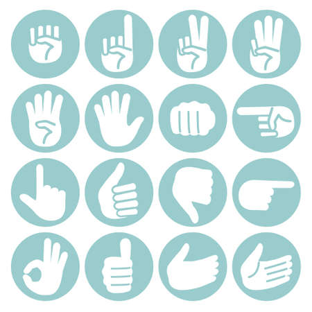 Set of white hand sign iconsのイラスト素材