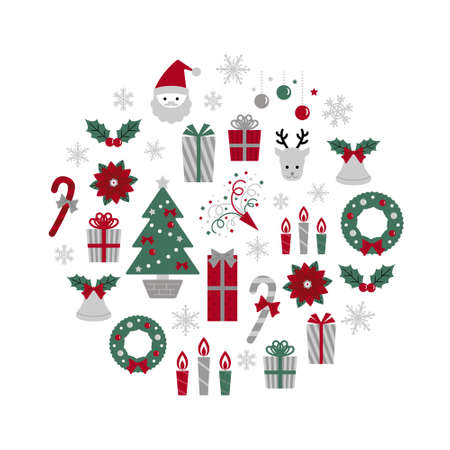 Christmas items in circleのイラスト素材