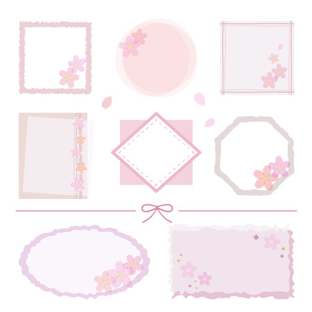 Set of cherry blossom flower framesのイラスト素材