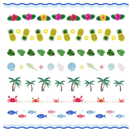 Set of tropical bordersのイラスト素材
