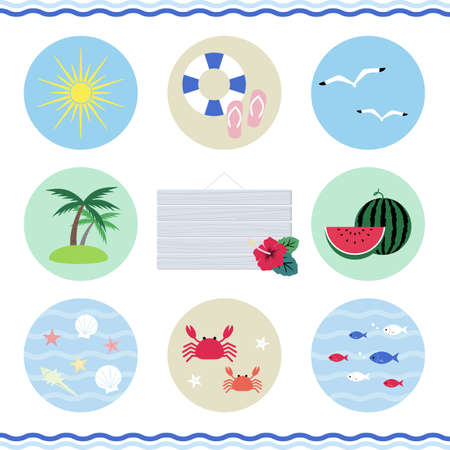 Set of summer beachãiconsのイラスト素材