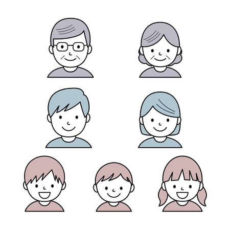 simple three generation family iconsのイラスト素材