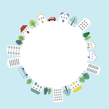 Circle with colorful townのイラスト素材