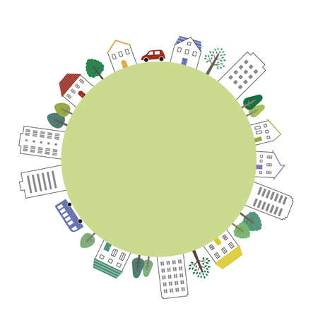 Circle with simple townのイラスト素材