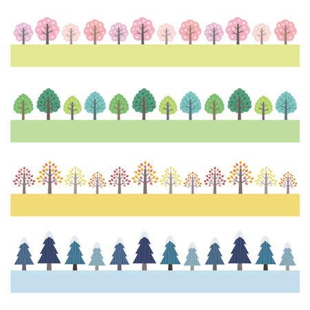 Four seasons tree bordersのイラスト素材