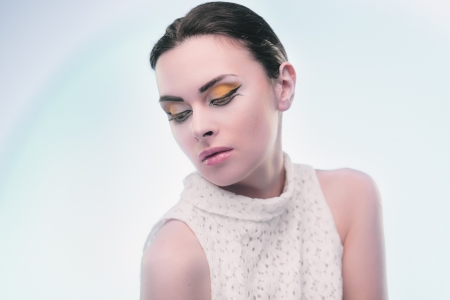 Fashion portrait of young girl with bright makeupの写真素材