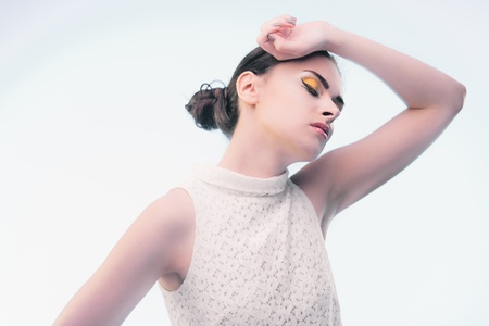 Fashion portrait of young girl with bright makeupの写真素材