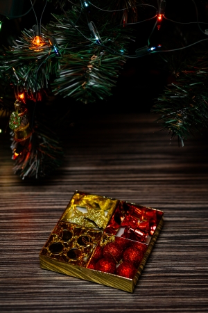 Christmas background with decoration details. Shallow depth of fieldの写真素材