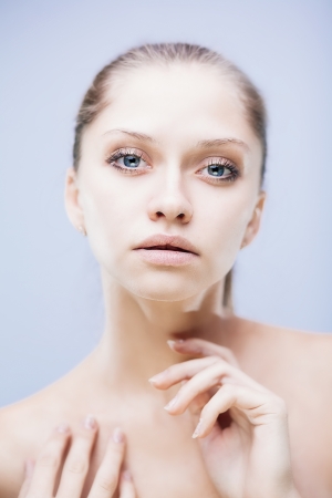 Artistic beauty portrait of young brunette girlの写真素材