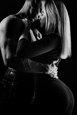 Young couple huggingの写真素材