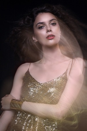 Fashion portrait of young womanの写真素材