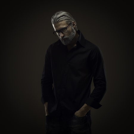 Portrait of tough old manの写真素材