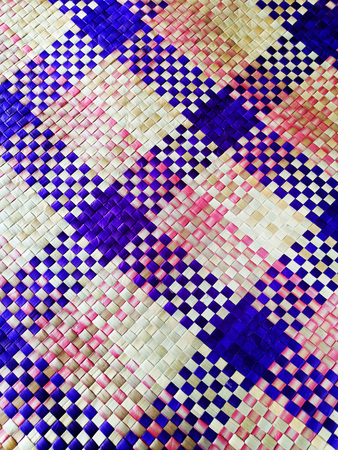Close up of colored nipa leaves mat