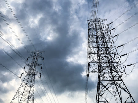 high voltage post.High-voltage tower sky background. Electricity is the major energy of the world.