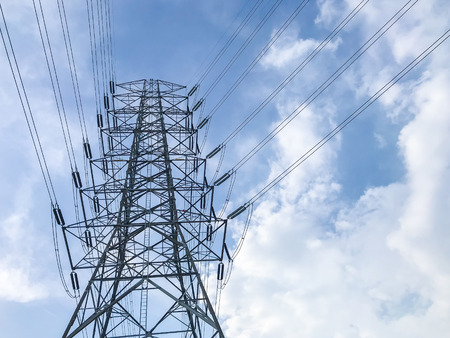 high voltage post.High-voltage tower sky background. Electricity is the major energy of the world.