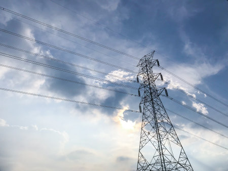 high voltage post.High-voltage tower sky background. Electricity is the major energy of the world.
