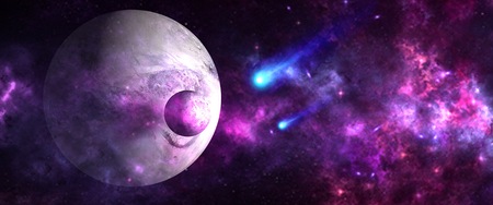 Planets and galaxies, science fiction wallpaper. Beauty of deep space. Billions of galaxies in the...