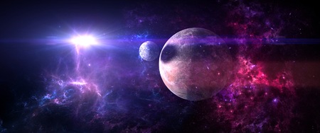 Planets and galaxies, science fiction wallpaper. Beauty of deep space. Billions of galaxies in the...