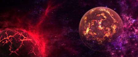 Planets and galaxies, science fiction wallpaper. Beauty of deep space. Billions of galaxies in the...