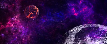 Planets and galaxies, science fiction wallpaper. Beauty of deep space. Billions of galaxies in the universe Cosmic art backgroundの写真素材
