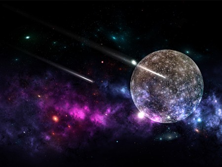 Planets and galaxies, science fiction wallpaper. Beauty of deep space. Billions of galaxies in the...