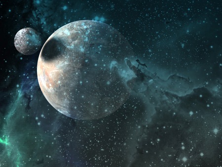 Planets and galaxy, science fiction wallpaper. Beauty of deep space. Billions of galaxies in the...