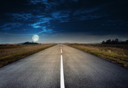 country road, asphalt road panorama in countrysideの写真素材
