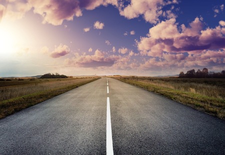 country road, asphalt road panorama in countrysideの写真素材