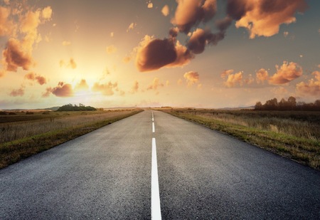 country road, asphalt road panorama in countrysideの写真素材