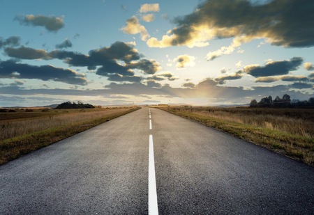 country road, asphalt road panorama in countrysideの写真素材