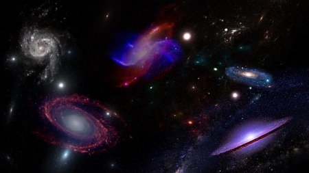 Planets and galaxy, science fiction wallpaper. Beauty of deep space. Billions of galaxy in the...