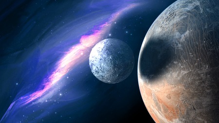 Planets and galaxy, science fiction wallpaper. Beauty of deep space. Billions of galaxy in the...