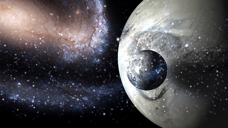 Planets and galaxy, science fiction wallpaper. Beauty of deep space. Billions of galaxy in the...