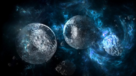 Planets and galaxy, science fiction wallpaper. Beauty of deep space. Billions of galaxy in the...