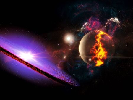 Galaxy a system of millions or billions of stars, together with gas and dust, held together by gravitational attraction.の写真素材
