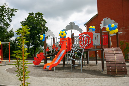 Play house in the garden playground in the park Children's outdoor