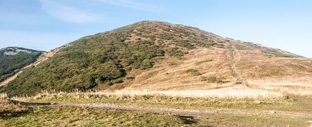 highest hill of Mala Fatra mountains - Velky Krivan hill from Snilovske sedlo mountain pass during...
