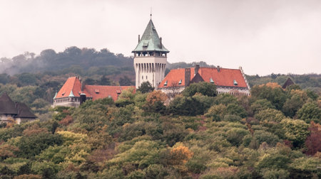 Smolenice chateau in autumn Male Karpaty mountains in Western Slovakiaのeditorial素材