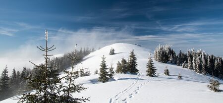 Skalka hill above Turie village in winter Lucanska Mala Fatra mountains in Slovakia