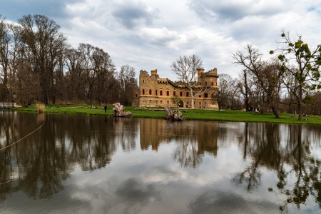 Janohrad castle ruins in Lednicko - valticky areal near Breclav city in Czech republicのeditorial素材