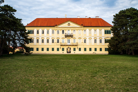 Valtice castle viewed from public park in Czech republic near borders with Austriaのeditorial素材