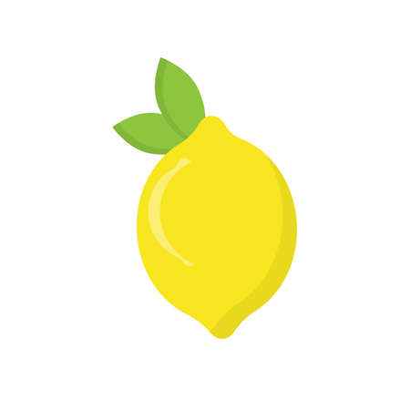 Fresh lemon fruits with leaf. cartoon illustration.funny vector illustration. flat design.isolated on white backgroundのイラスト素材