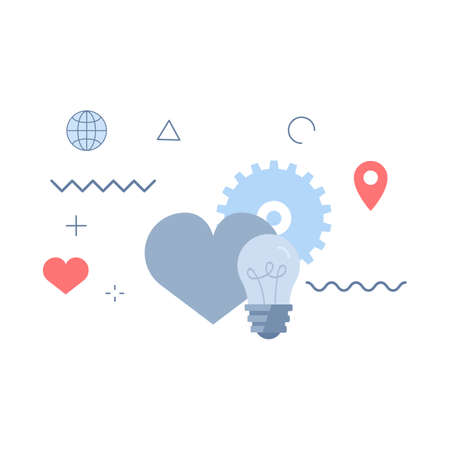 heart and bulb icon concepts. Modern heart and bulb vector illustration concept.Simple vector icon. Design for web UI, mobile app, banner, poster.のイラスト素材