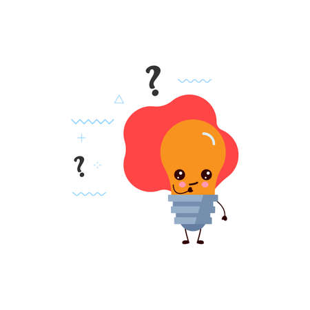 Cute happy smiling bulb with the question mark.card or poster design.kawaii cartoon illustration.cute illustration for childrenのイラスト素材