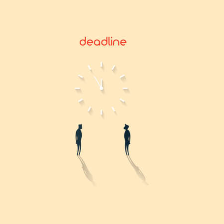 two businessmans staring at clock.deadline vector concept.vector illustration.minimalism conceptのイラスト素材