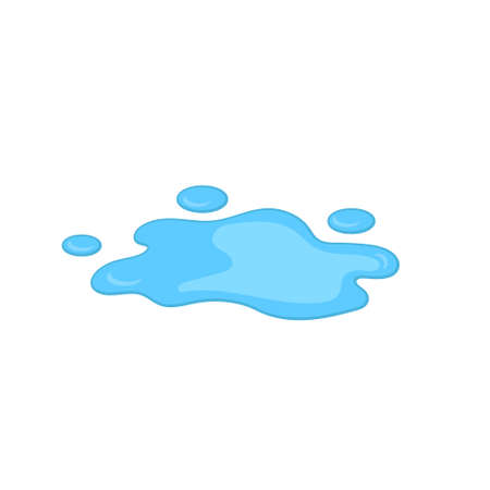 cartoon puddle or liquid vector illustration.Water spill isolated on white backgroundのイラスト素材