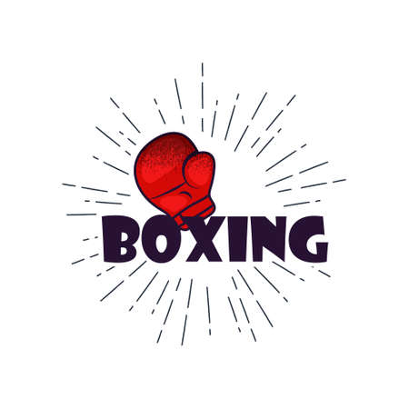 boxing cartoon badge, label or sticker.vector illustration.can be used as design for poster or t-shirtのイラスト素材