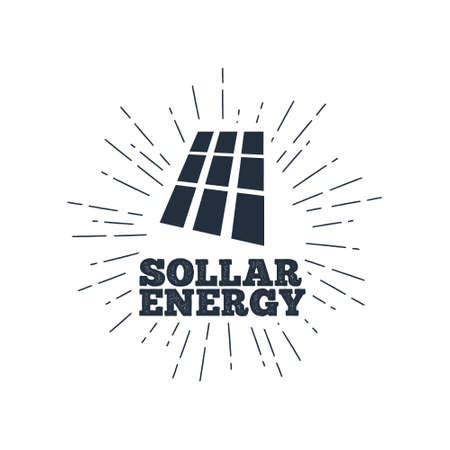 vintage sollar energy emblem on vintage sun rays.Vector vintage style illustration.Can be used as...