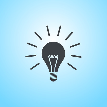 vector bulb icon | flat design pictogram on blue backgroundのイラスト素材