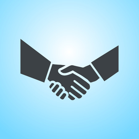 vector hand shake flat design icon | pictogram on blue background のイラスト素材